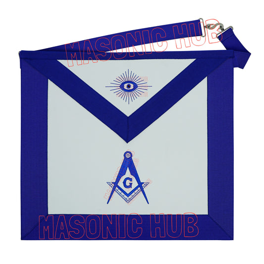 Master Mason Blue Lodge Machine Embroidered Apron – Compass &amp; Square Design