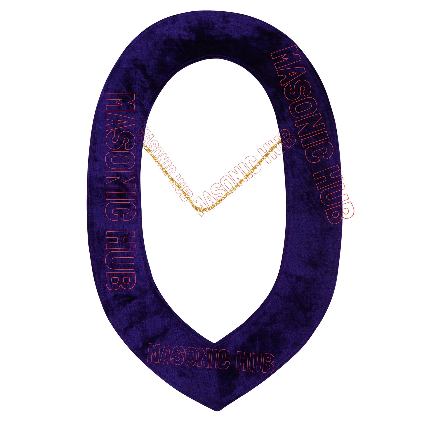 Masonic Grand Lodge Rhinestone Chain Collar – Gold Plated with Purple Velvet Backing