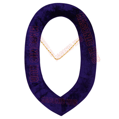 Masonic Grand Lodge Rhinestone Chain Collar – Gold Plated with Purple Velvet Backing