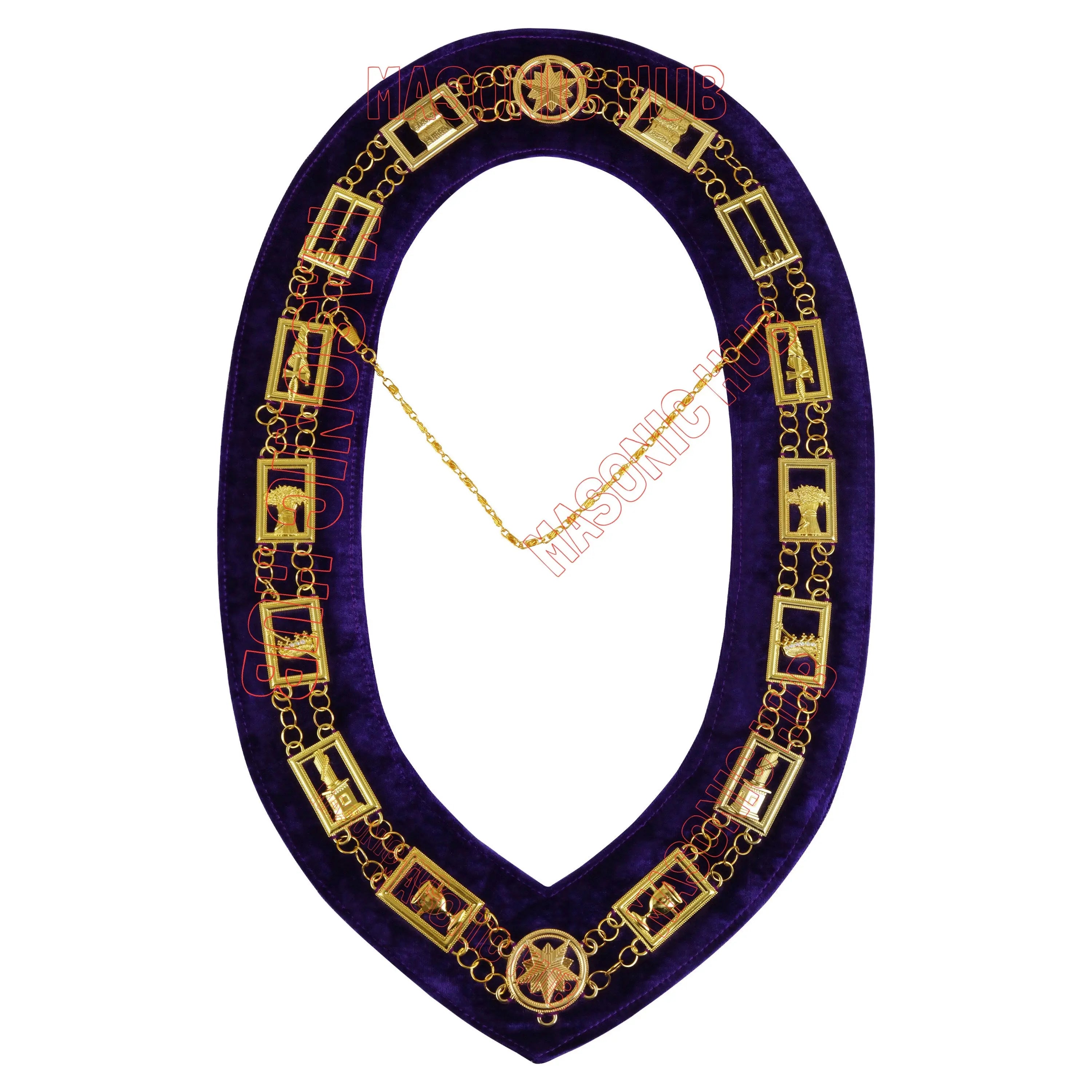 Masonic Regalia Blue Lodge Jr. Deacon Apron &amp; Chain Collar with Jewel Masonic Hub