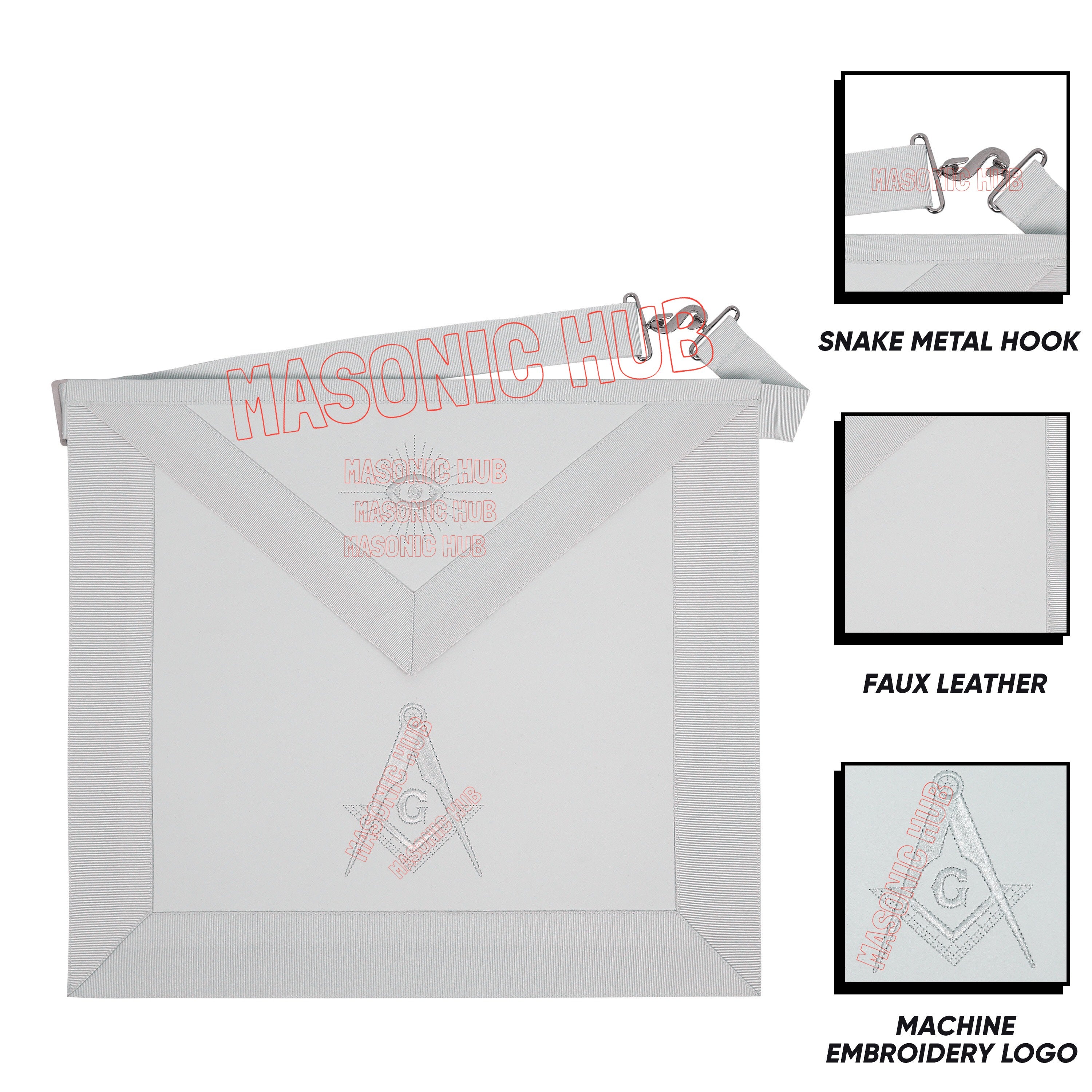 Master Mason Blue Lodge Apron – Machine Embroidered with Compass & Square