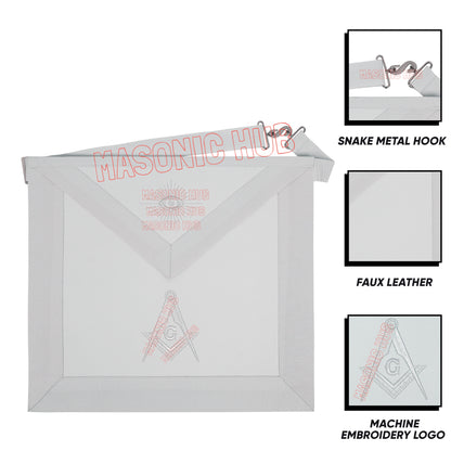 Master Mason Blue Lodge Apron – Machine Embroidered with Compass & Square