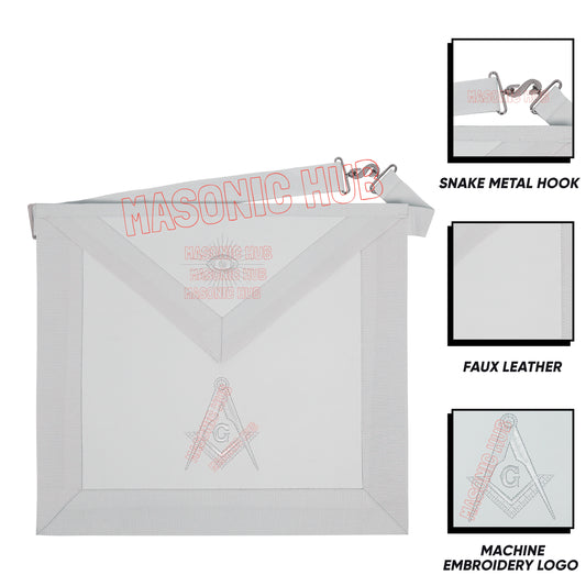 Master Mason Blue Lodge Apron – Machine Embroidered with Compass & Square