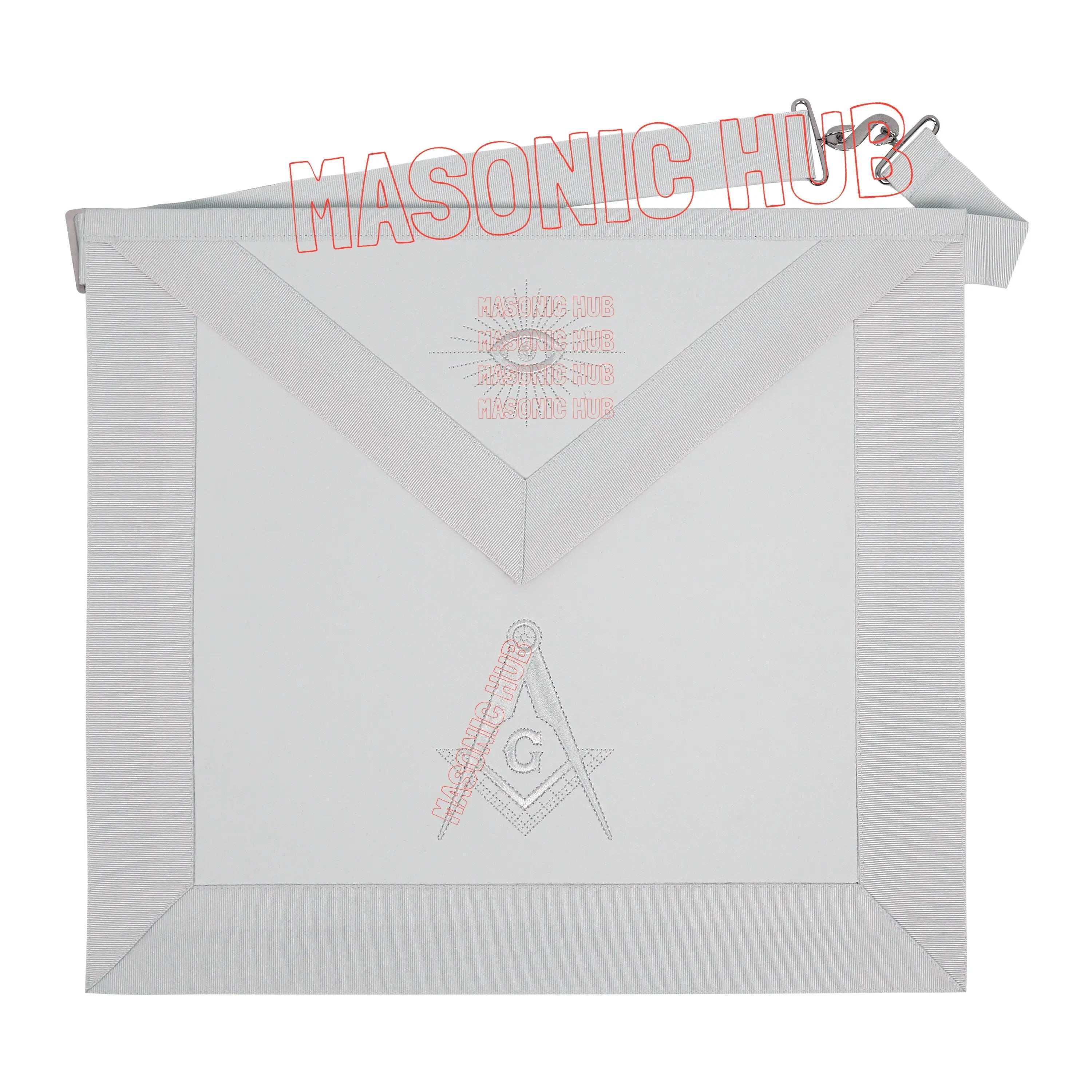 Master Mason Blue Lodge Apron – Machine Embroidered with Compass & Square Masonic Hub