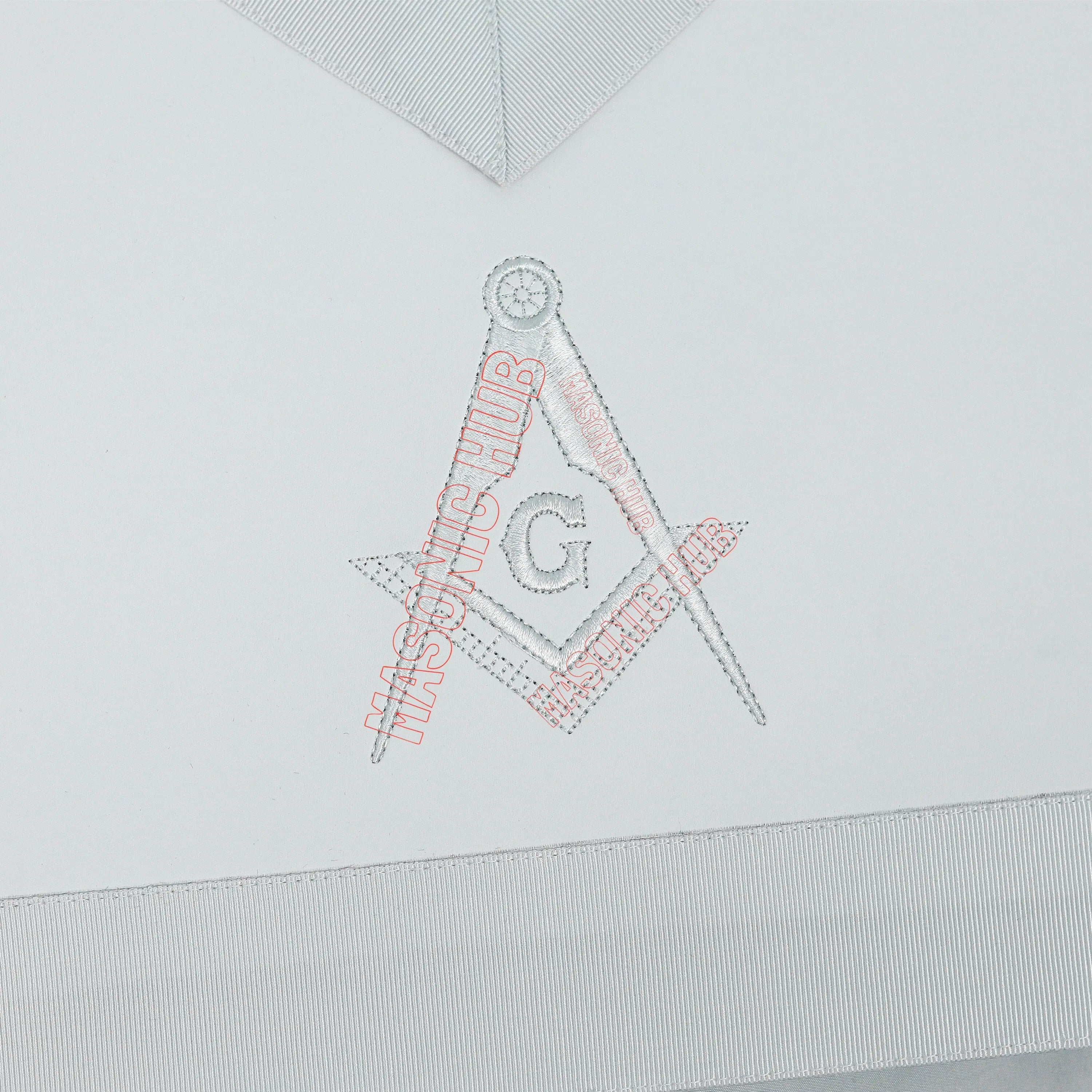 Master Mason Blue Lodge Apron – Machine Embroidered with Compass & Square Masonic Hub