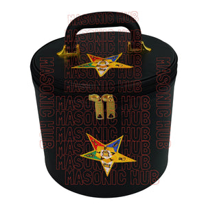 NEW ORDER OF EASTERN STAR FEZ CAP CASE – HANDCRAFTED BLACK WITH EMBLEM Masonic Hub