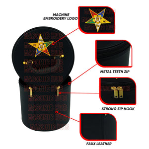 NEW ORDER OF EASTERN STAR FEZ CAP CASE – HANDCRAFTED BLACK WITH EMBLEM Masonic Hub