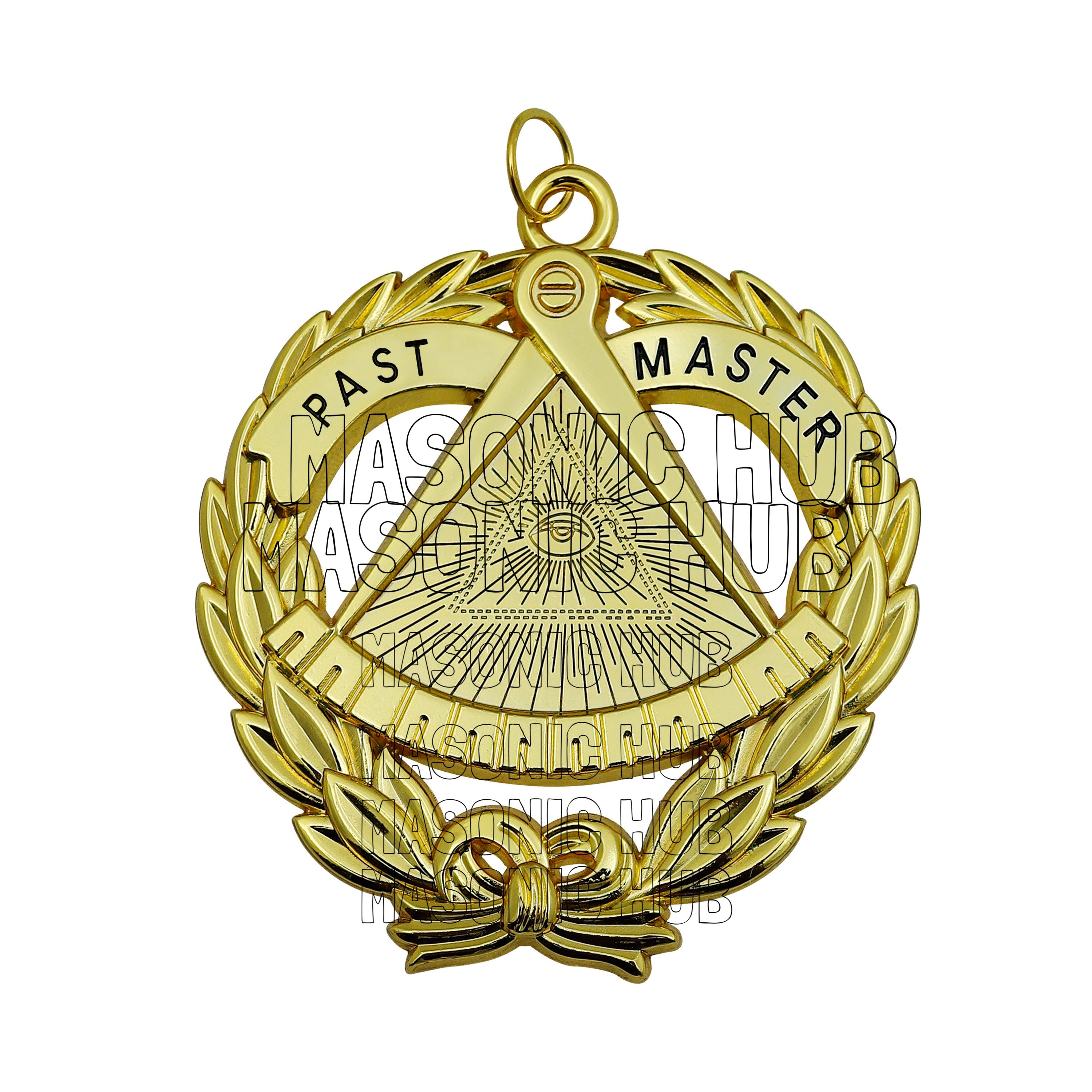 Past Master Masonic Collar Jewel – Gold-Plated Freemason Regalia