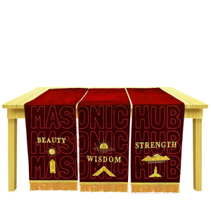 Handcrafted Maroon Velvet Masonic Blue Lodge Pedestal Covers – Set of Three Masonic Hub