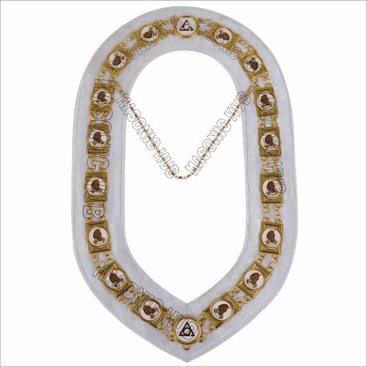 Daughter of Isis Masonic Regalia Gold Metal Chain Collar with Colorful DOI Discs