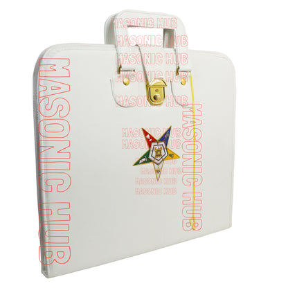 Handmade OES Masonic Apron Set – Eastern Star Apron with G Compass & Square, Chain Collar, Gloves, , and Apron Case