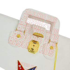 Masonic Order of Eastern Star (OES) Apron & Chain Collar Case – Hand Embroidered [White] Masonic Hub