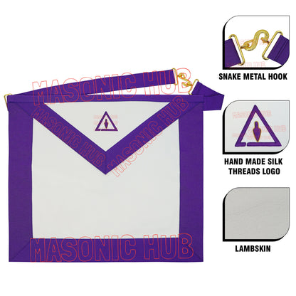 Cryptic Mason Left Break Masonic Lodge Lambskin Apron Royal & Select Trowel