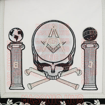 MASONIC HUB Master Mason Skull &amp; Cross Bones 100% Lambskin Masonic Apron - Handcrafted
