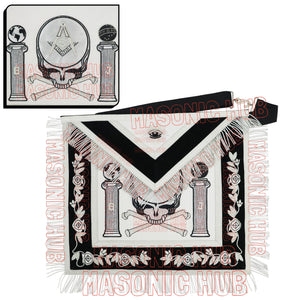 MASONIC HUB Master Mason Skull &amp; Cross Bones 100% Lambskin Masonic Apron - Handcrafted Masonic Hub