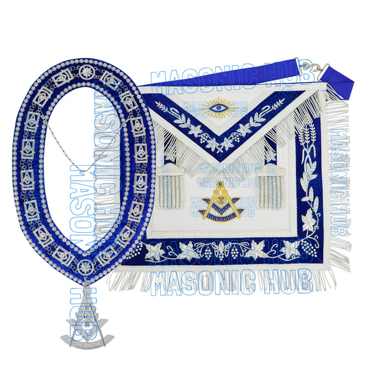 Premium Masonic Past Master Apron – 100% Lambskin with Chain Collar & Free Jewel
