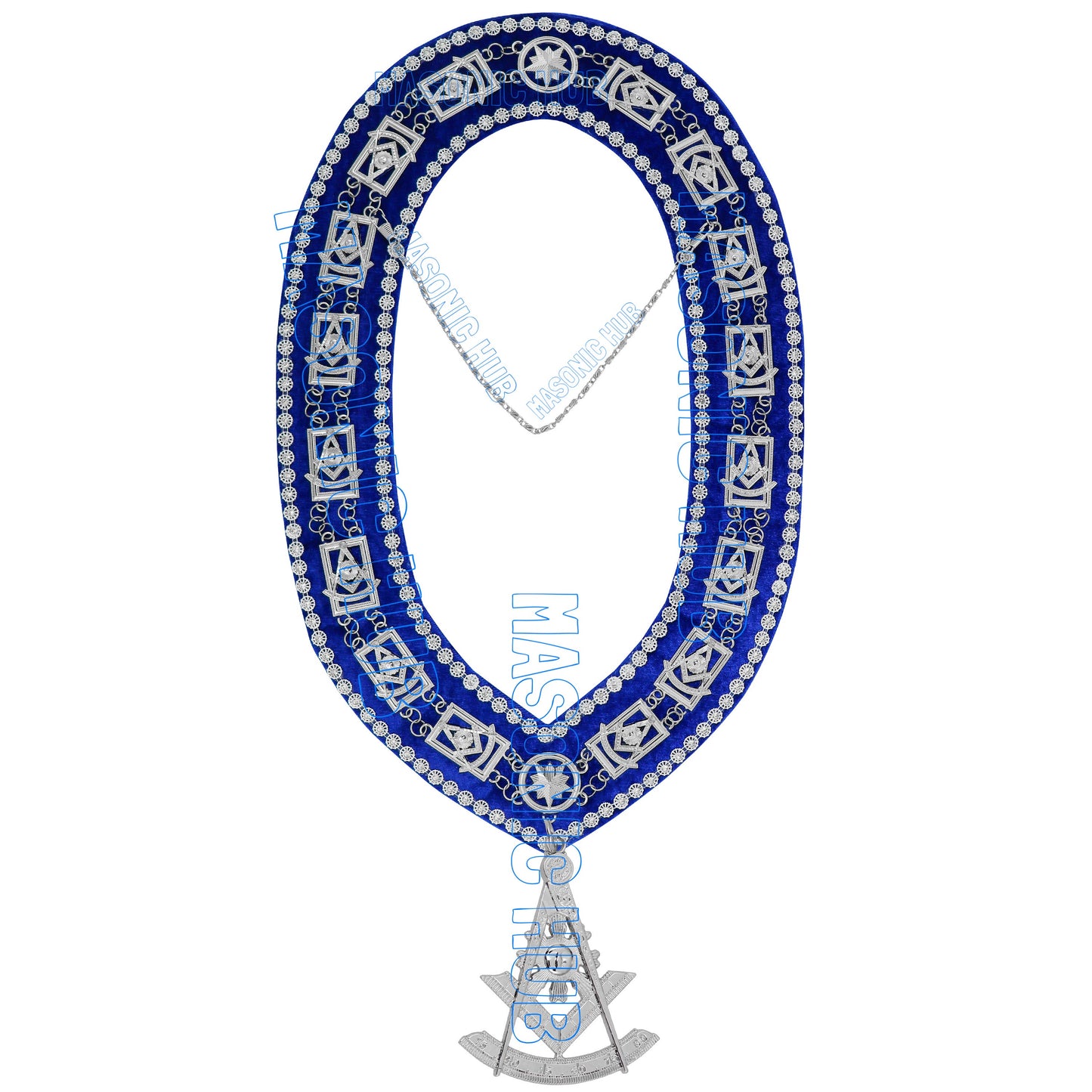 Masonic Past Master Jewel Pendant – Square &amp; Compasses with Sunburst (Silver Tone)