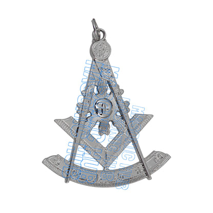 Masonic Past Master Jewel Pendant – Square &amp; Compasses with Sunburst (Silver Tone)