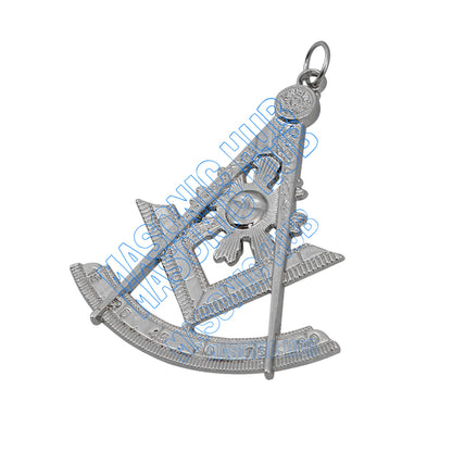 Masonic Past Master Jewel Pendant – Square &amp; Compasses with Sunburst (Silver Tone)
