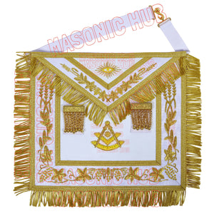 Premium Masonic Past Master Apron: 100% Lambskin, Chain Collar Included + Jewel Masonic Hub