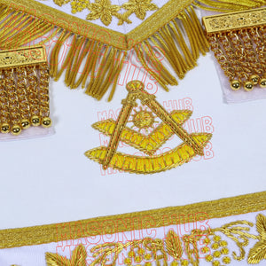 Premium Masonic Past Master Apron: 100% Lambskin, Chain Collar Included + Jewel Masonic Hub