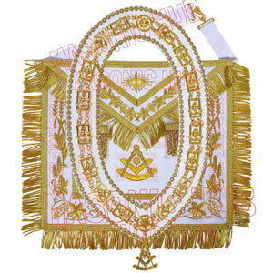 Premium Masonic Past Master Apron: 100% Lambskin, Chain Collar Included + Jewel Masonic Hub