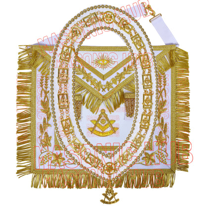 Premium Masonic Past Master Apron: 100% Lambskin, Chain Collar Included + Jewel