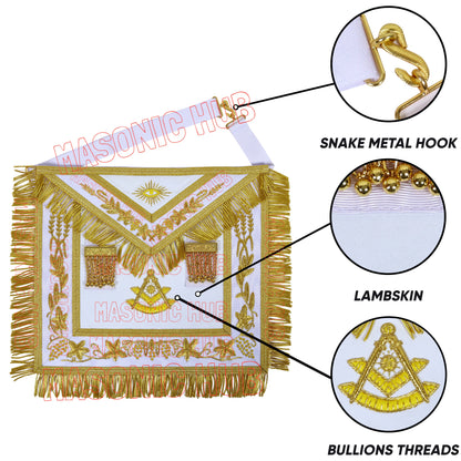 Premium Masonic Past Master Apron: 100% Lambskin, Chain Collar Included + Jewel