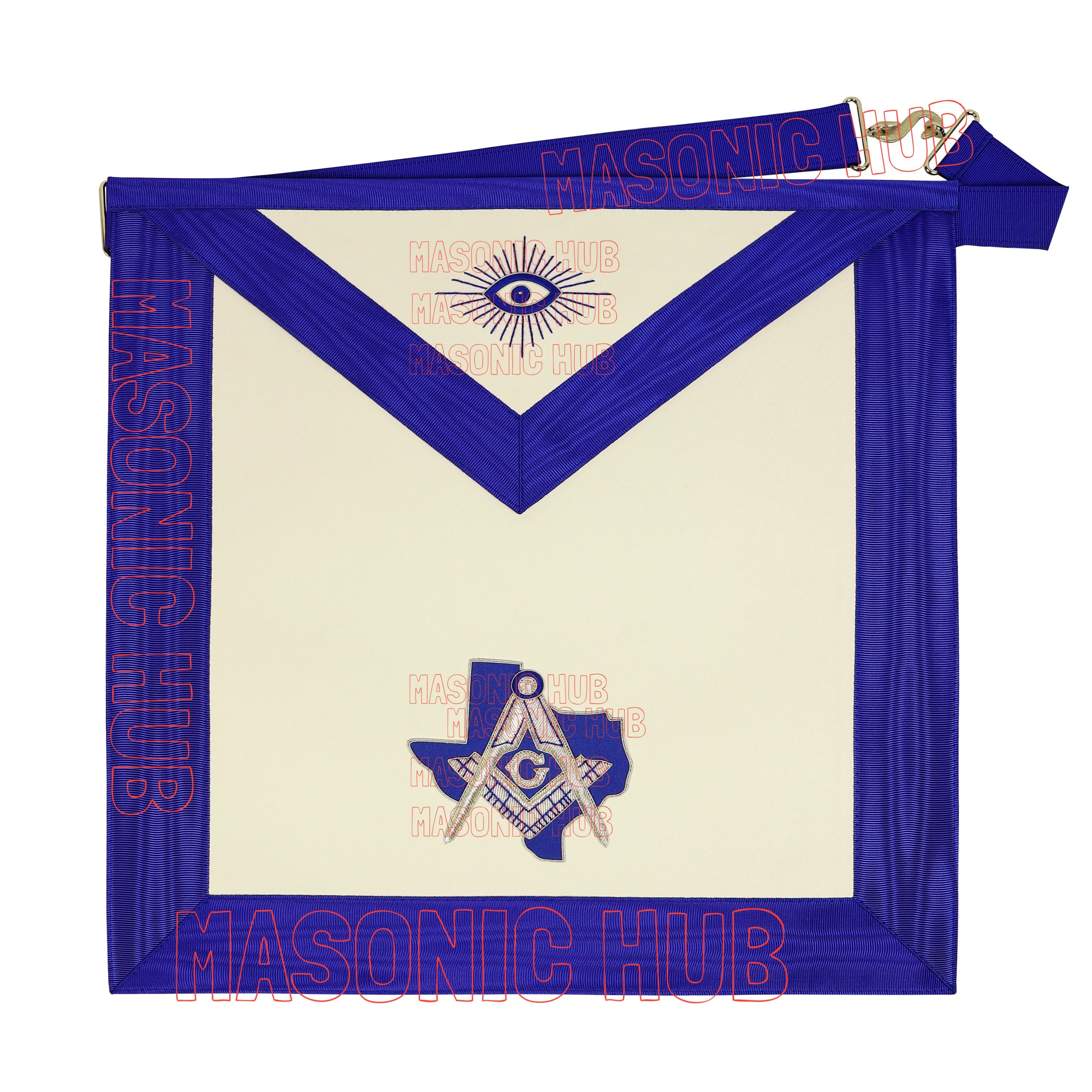 Texas Masonic Apron: Master Mason Lambskin with Texas Map – Official Texas Regulation