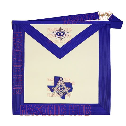 Texas Masonic Apron: Master Mason Lambskin with Texas Map – Official Texas Regulation