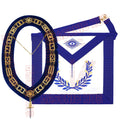 Masonic Regalia Blue Lodge Officer TYLER Apron &amp; Chain Collar with Jewel Masonic Hub
