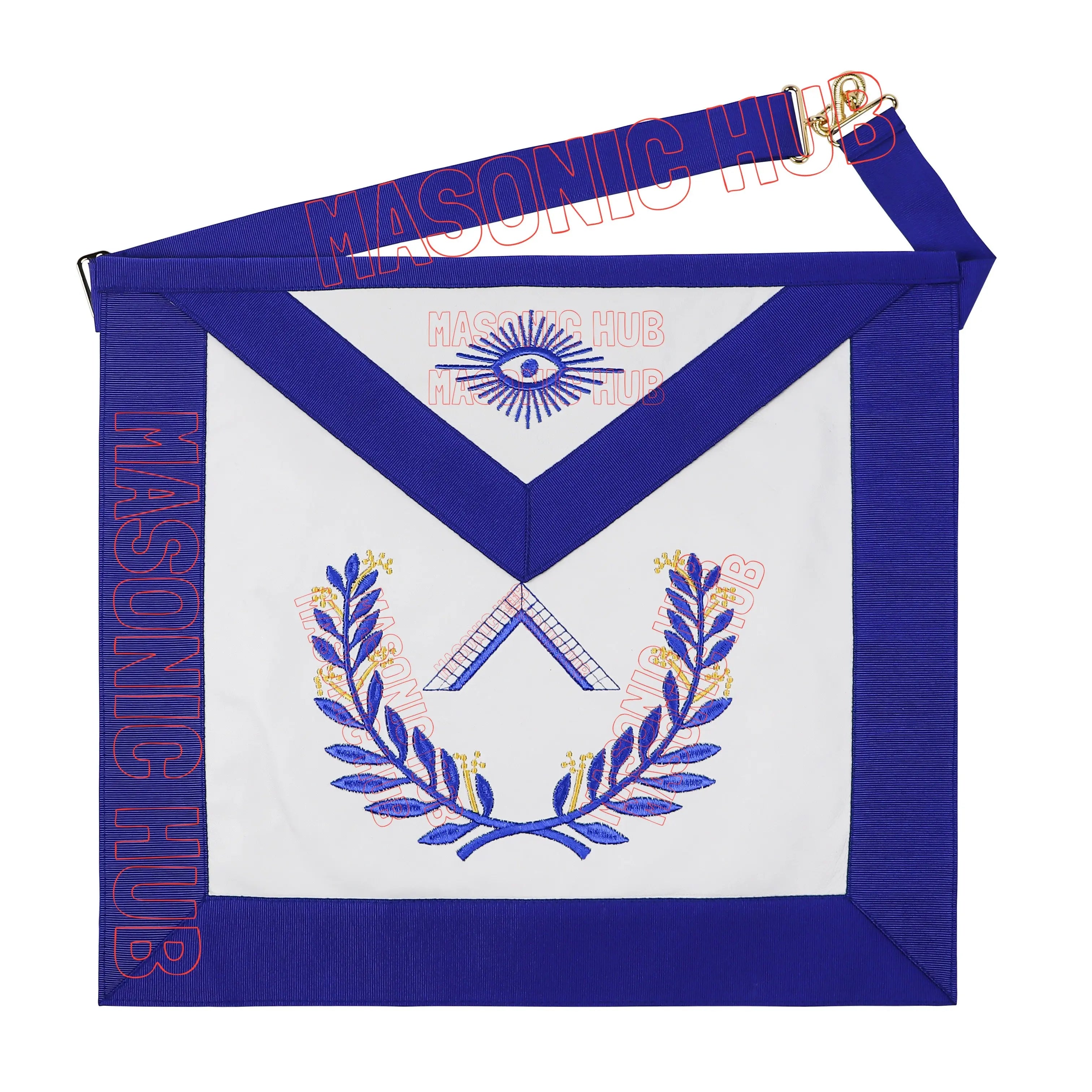 Masonic Regalia Blue Lodge Worshipful Master Apron & Chain Collar with Jewel Masonic Hub