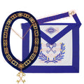 Masonic Regalia Blue Lodge Treasurer Apron &amp; Chain Collar with Jewel Masonic Hub