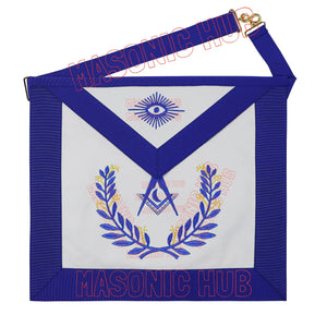 Masonic Regalia Blue Lodge Jr. Deacon Apron &amp; Chain Collar with Jewel Masonic Hub