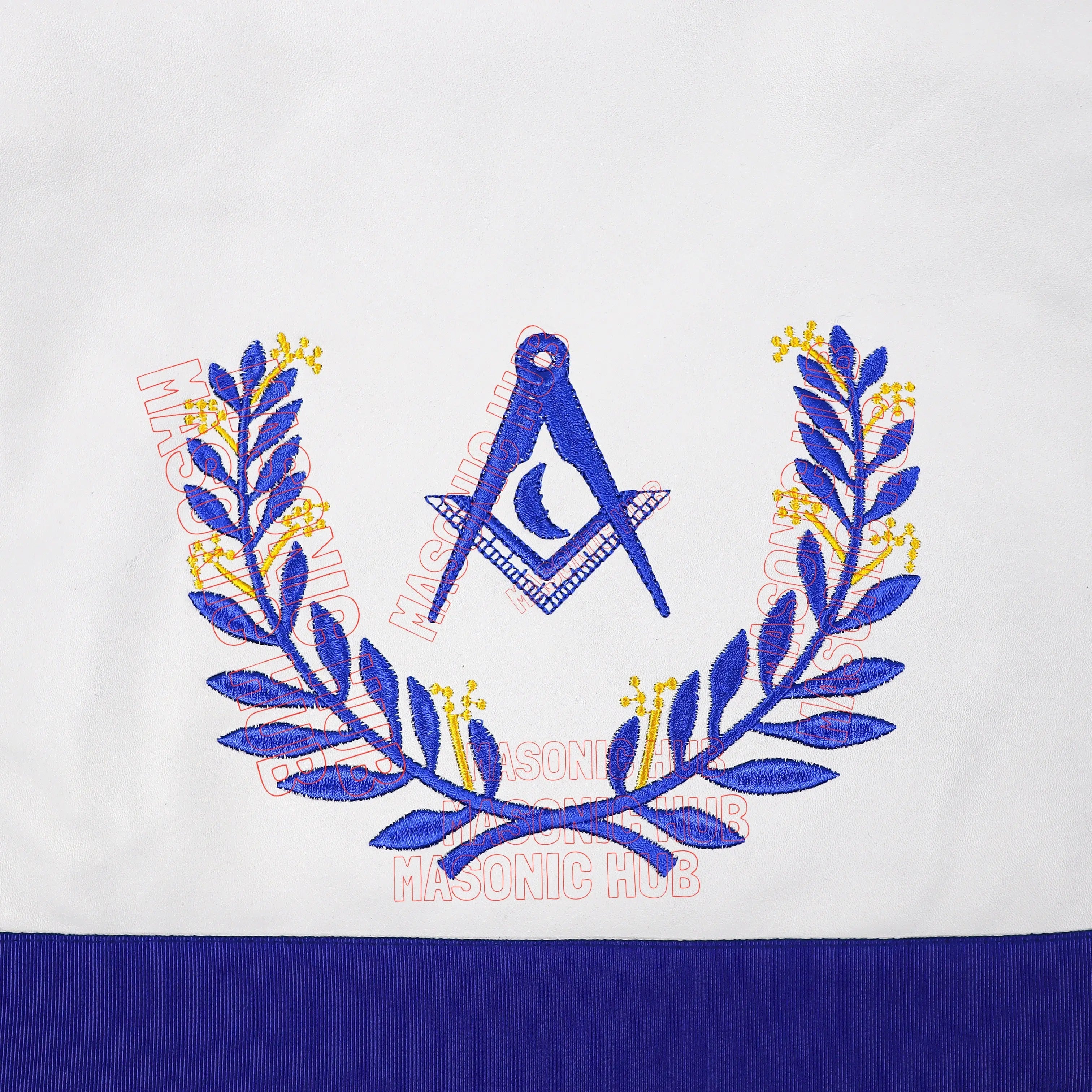 Masonic Regalia Blue Lodge Jr. Deacon Apron &amp; Chain Collar with Jewel Masonic Hub