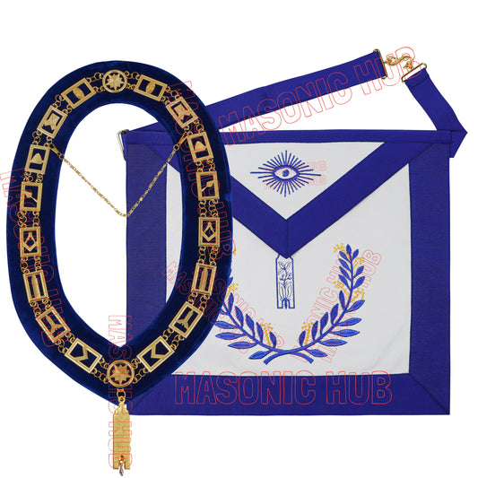 Masonic Regalia Blue Lodge Junior Warden Apron & Chain Collar with Jewel