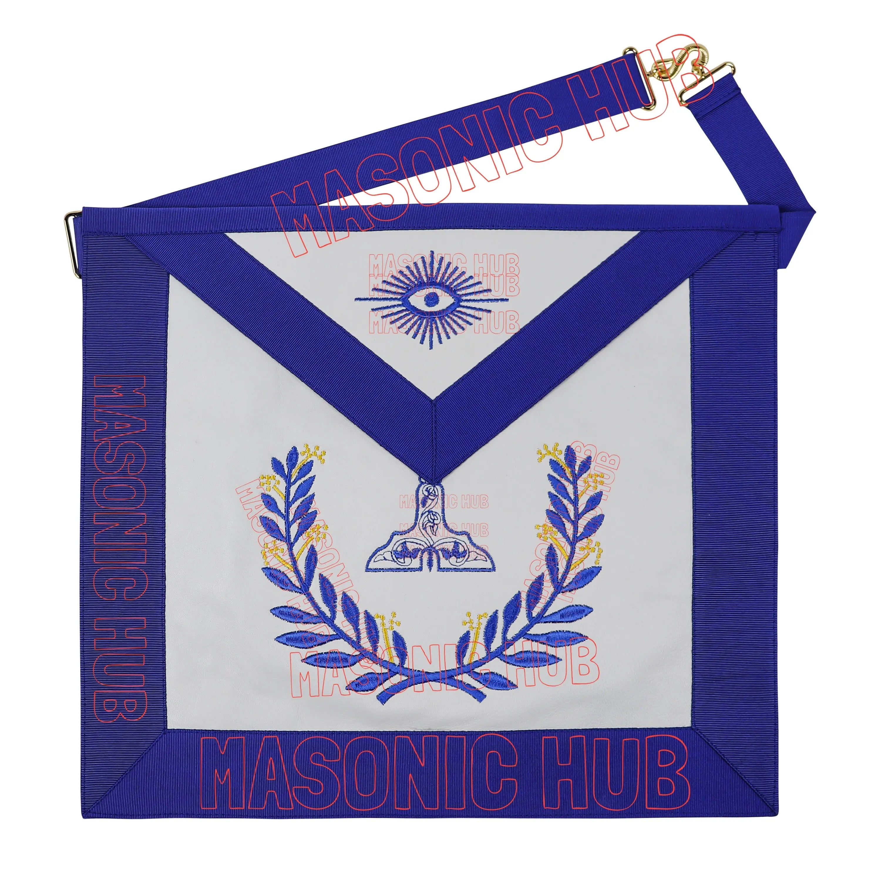Masonic Regalia Blue Lodge Senior Warden Apron & Chain Collar with Jewel Masonic Hub