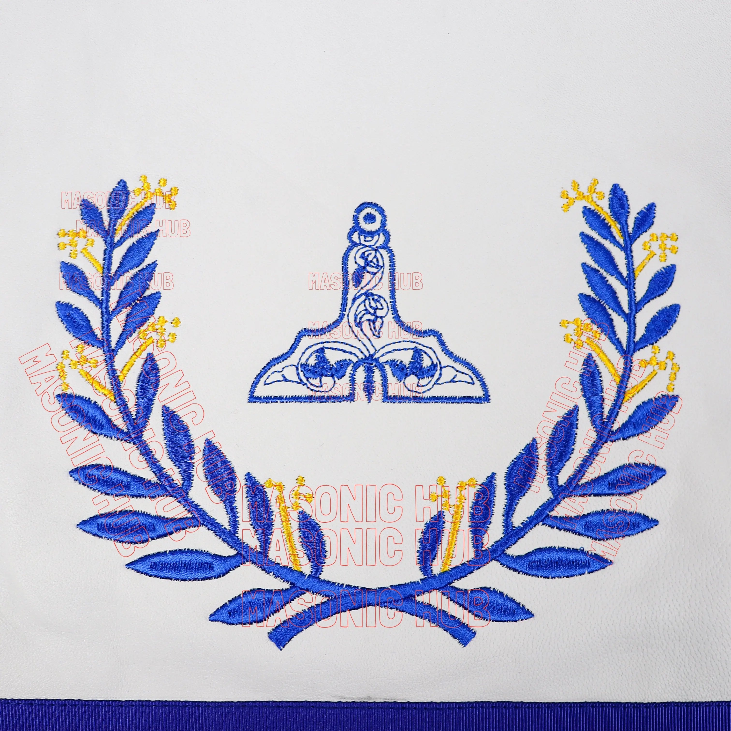 Masonic Regalia Blue Lodge Senior Warden Apron & Chain Collar with Jewel Masonic Hub
