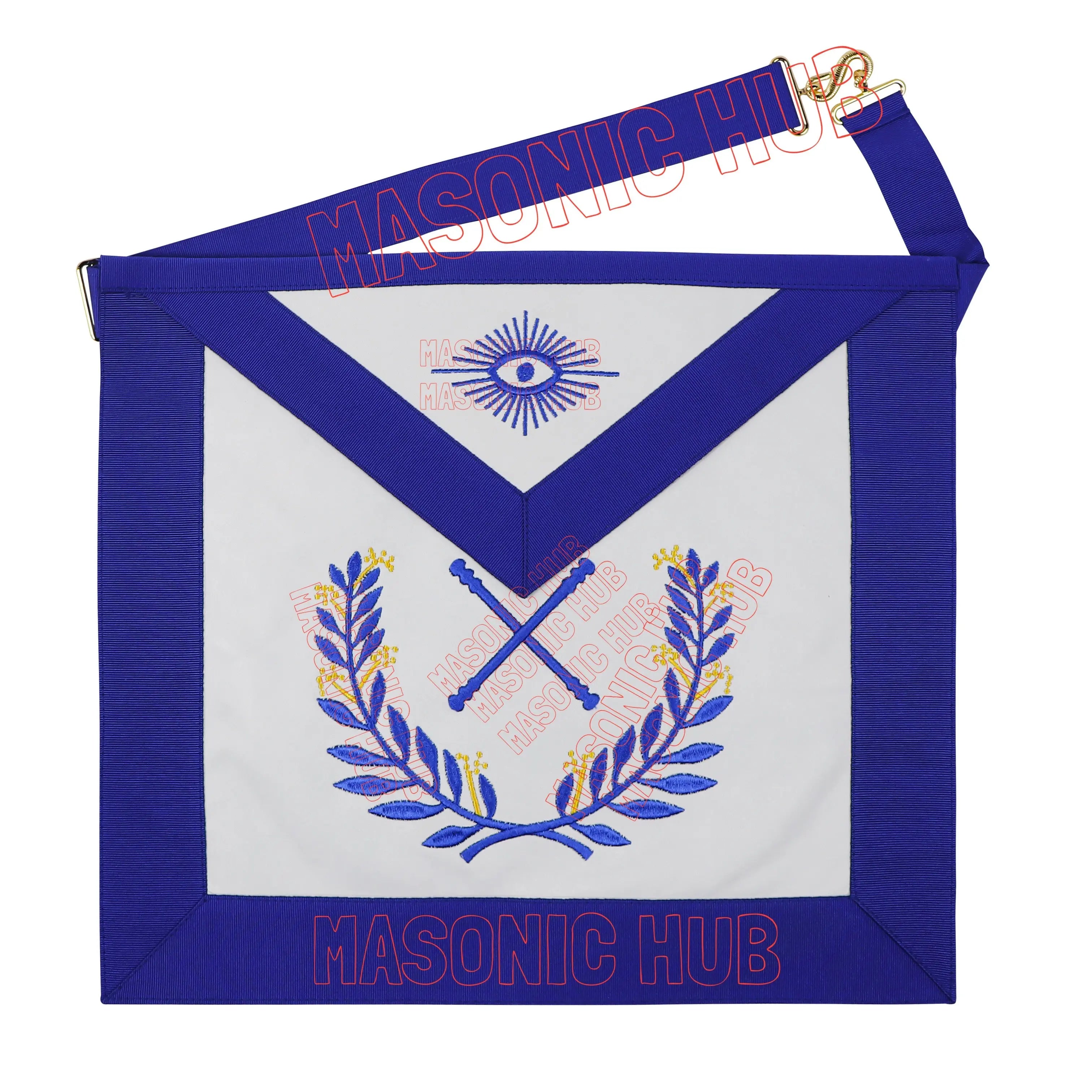 Masonic Regalia Blue Lodge Marshal Apron & Chain Collar with Jewel Masonic Hub