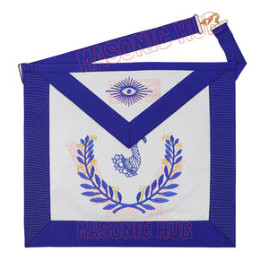 Masonic Regalia Blue Lodge Senior Steward Apron & Chain Collar with Jewel Masonic Hub