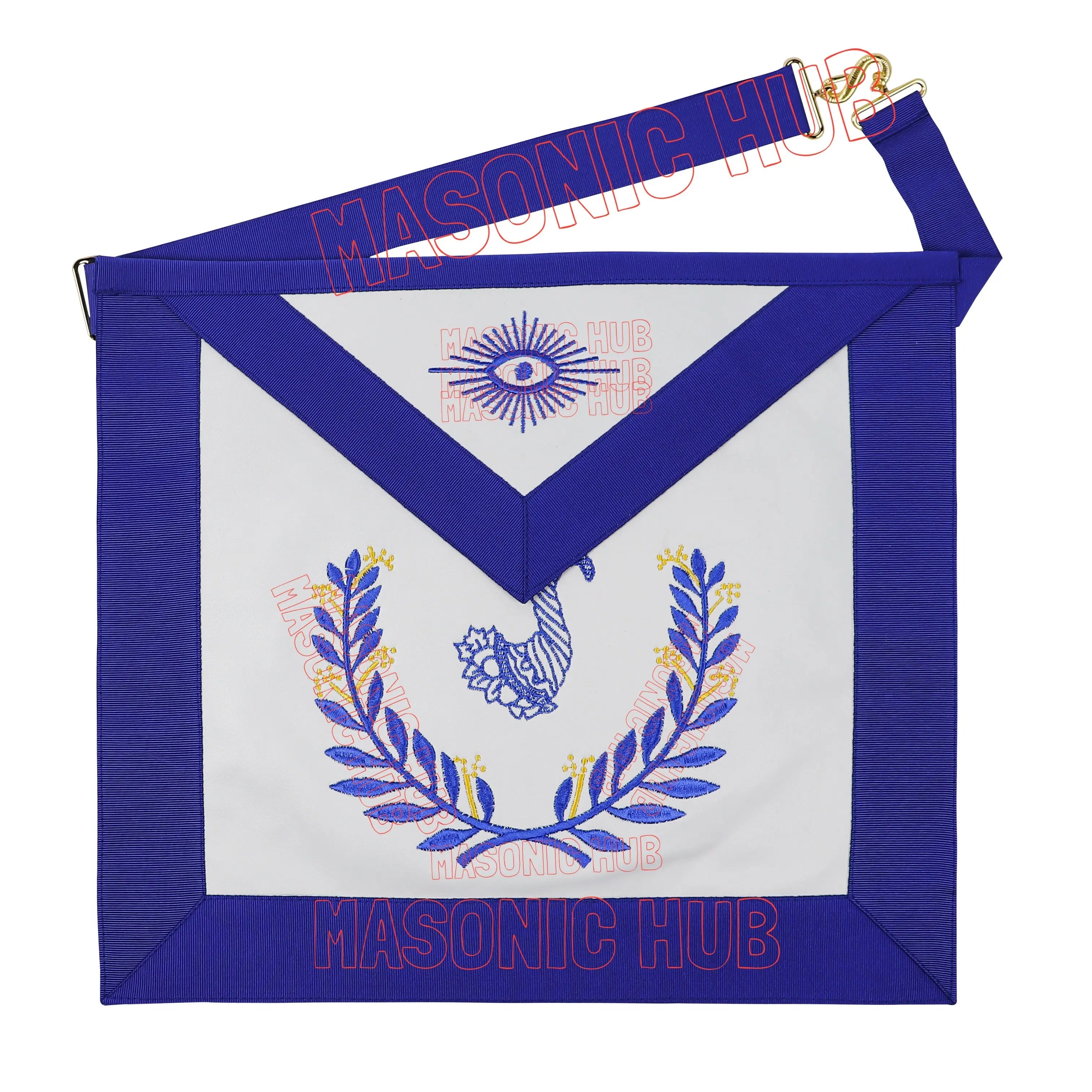 Masonic Regalia Blue Lodge Senior Steward Apron & Chain Collar with Jewel Masonic Hub