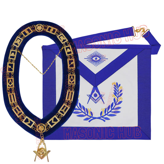 Masonic Regalia Blue Lodge Senior Deacon Apron & Chain Collar with Jewel