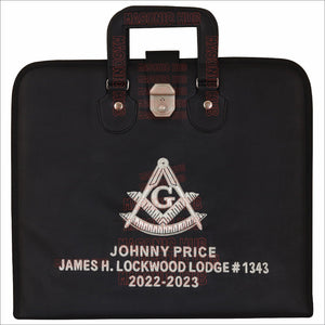 Customizable Hand-Embroidered Past Master Masonic Apron Case - Texas Regulation Masonic Hub