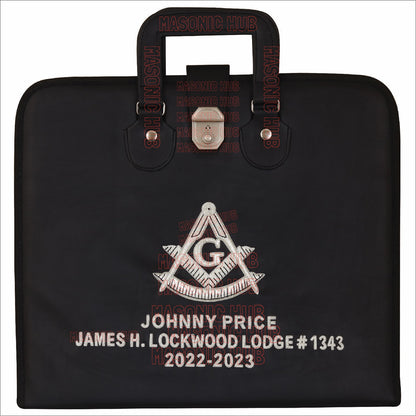Masonic Hand Embroidered Customize Past Master Masonic Apron Case with Handle
