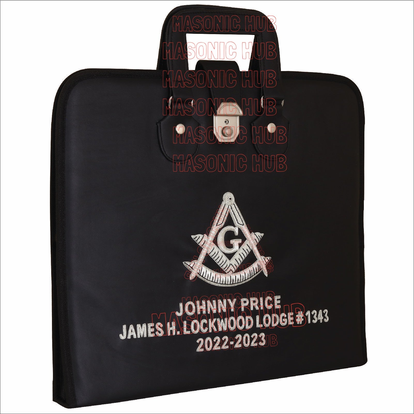 Customizable Hand-Embroidered Past Master Masonic Apron Case - Texas Regulation