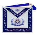 Master Mason Masonic Apron – Hand-Embroidered with Blue &amp; White Border (100% Lambskin) Masonic Hub