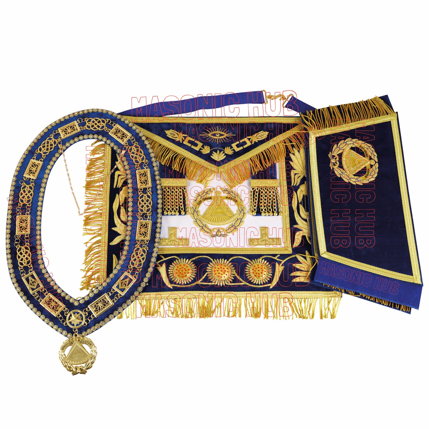 Masonic Regalia Deputy Grand Master Set – Lambskin Apron, Chain Collar & Cuff