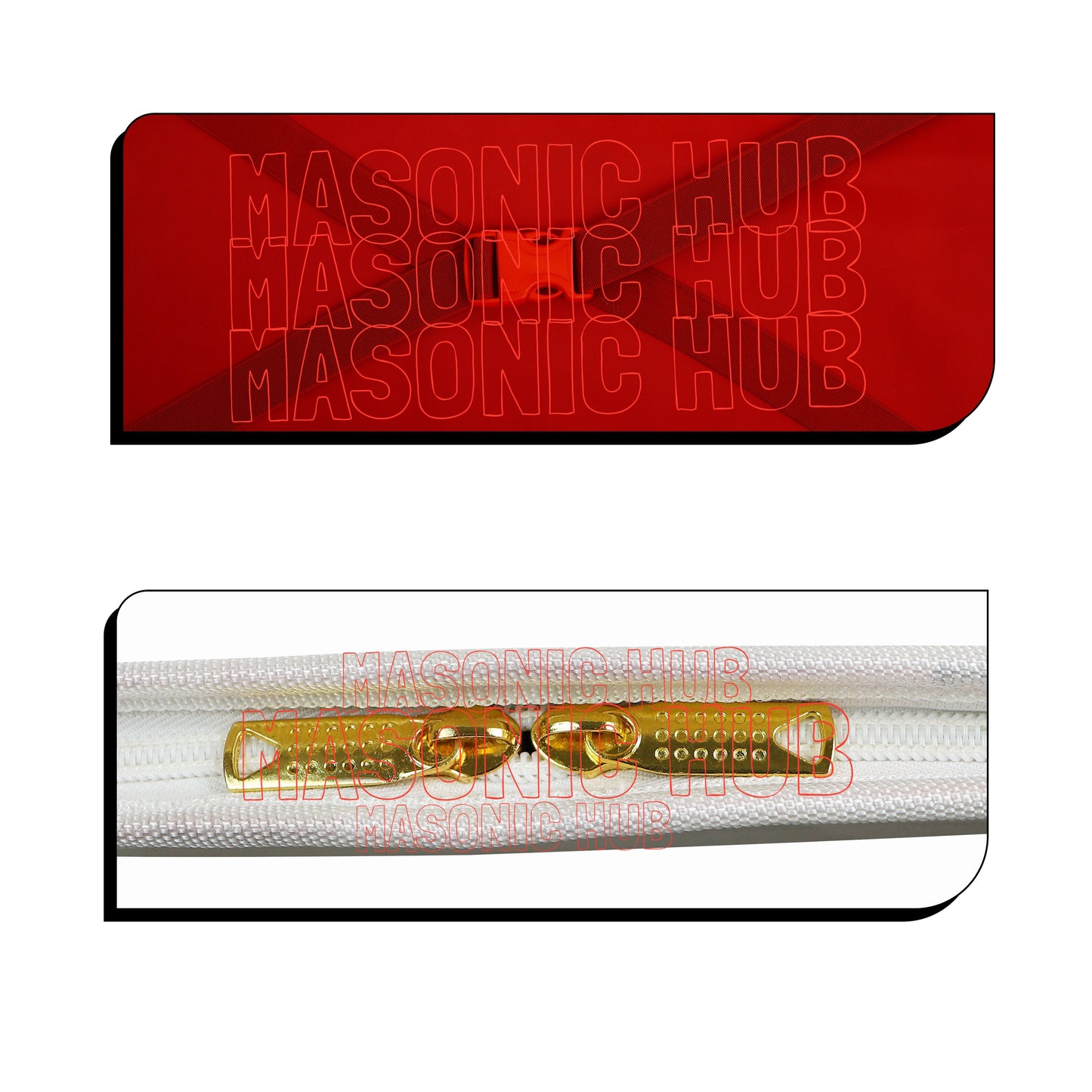 Masonic Order of Eastern Star (OES) Apron & Chain Collar Case – Hand Embroidered [White]
