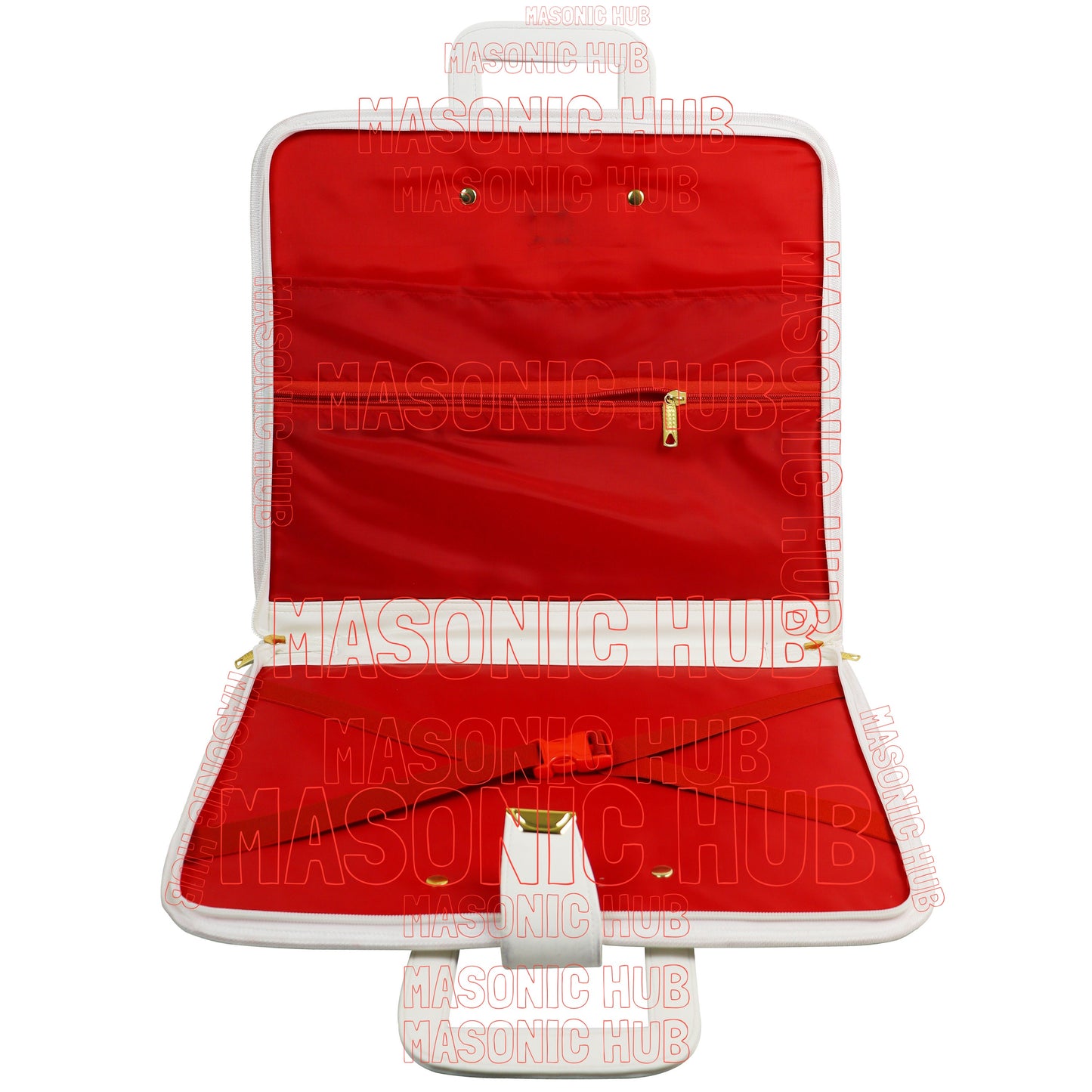 Masonic Order of Eastern Star (OES) Apron & Chain Collar Case – Hand Embroidered [White]