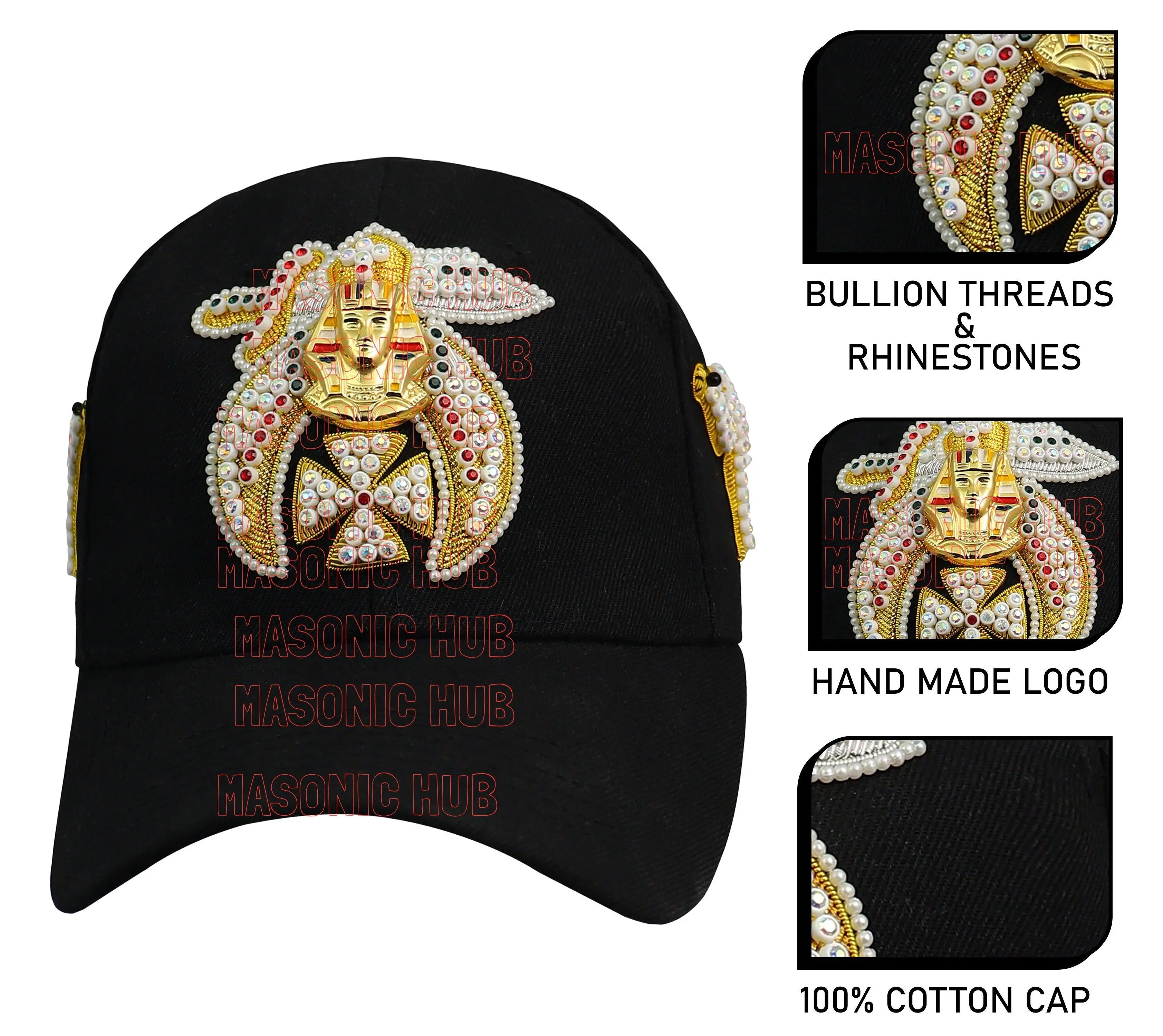 Masonic Shriner Black Cap – Handcrafted with Camel Emblem, Rhinestones &amp; Bullion Embroidery Masonic Hub